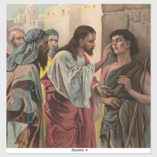 Pegatina Jesucristo curando al ciego