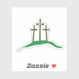 Pegatina ¡Jesucristo de las Tres Cruces está en pie!