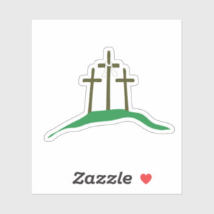 Pegatina ¡Jesucristo de las Tres Cruces está en pie!