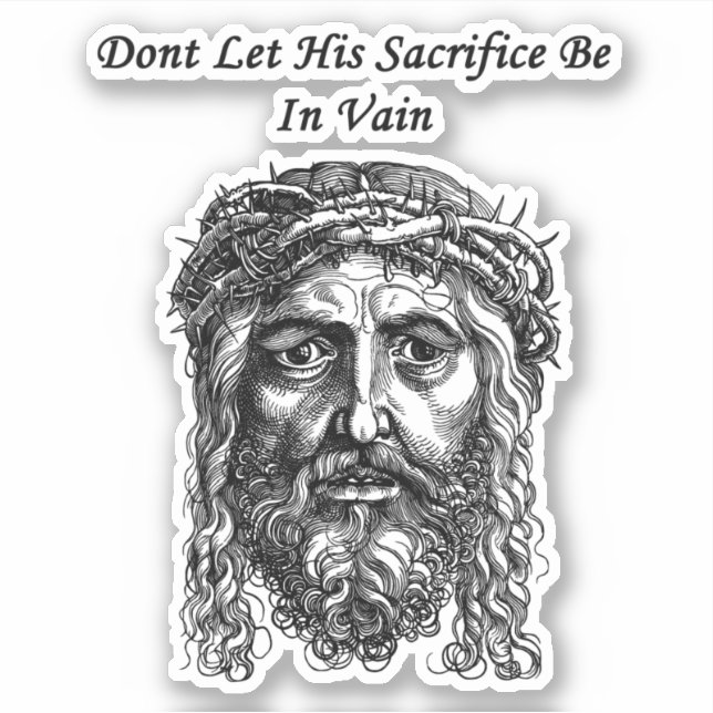 Pegatina Jesucristo enfrenta el sacrificio de la biblia Cit (Anverso)