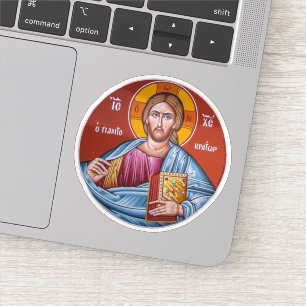 Pegatina Jesucristo sostiene el ícono ortodoxo de los Evang
