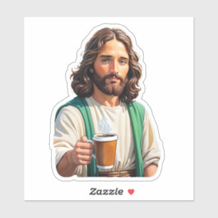 Pegatina Jesús ama el café largo