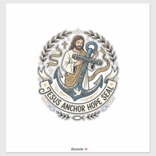 Pegatina Jesús Ancla Esperanza Sello Jesús Ancla Esperanza