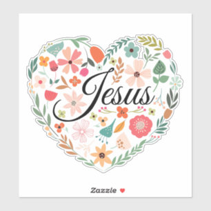 Pegatina Jesús Boho Motif del Corazón Cristiano Inspirador