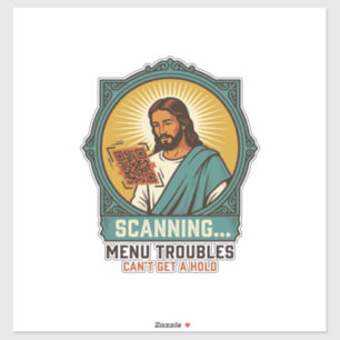 Pegatina Jesús Código QR Borroso No Se Escanea Menú Humor T