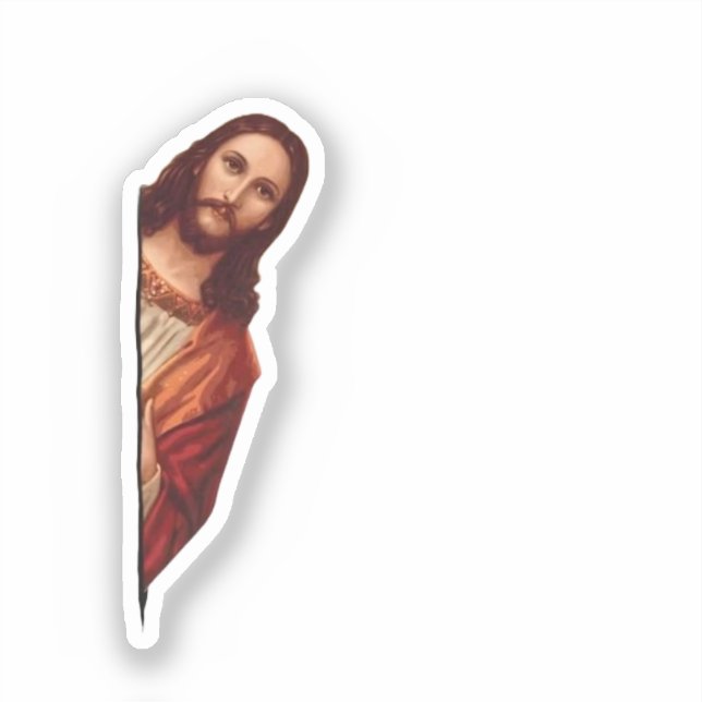 Pegatina Jesús cristiano te está vigilando, Jesús lo vi (Anverso)