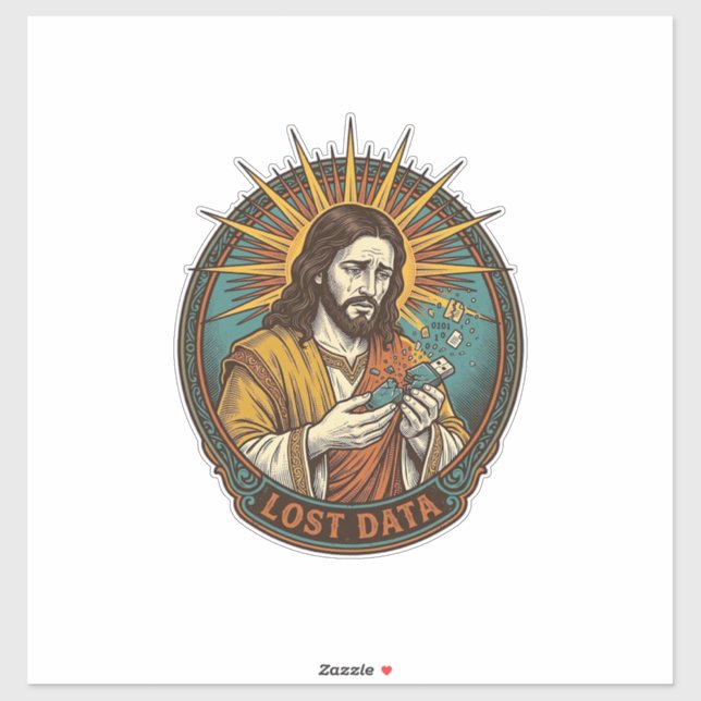 Pegatina Jesus Crushed USB Flash Drive Lost Data Humor_1 (Hoja)