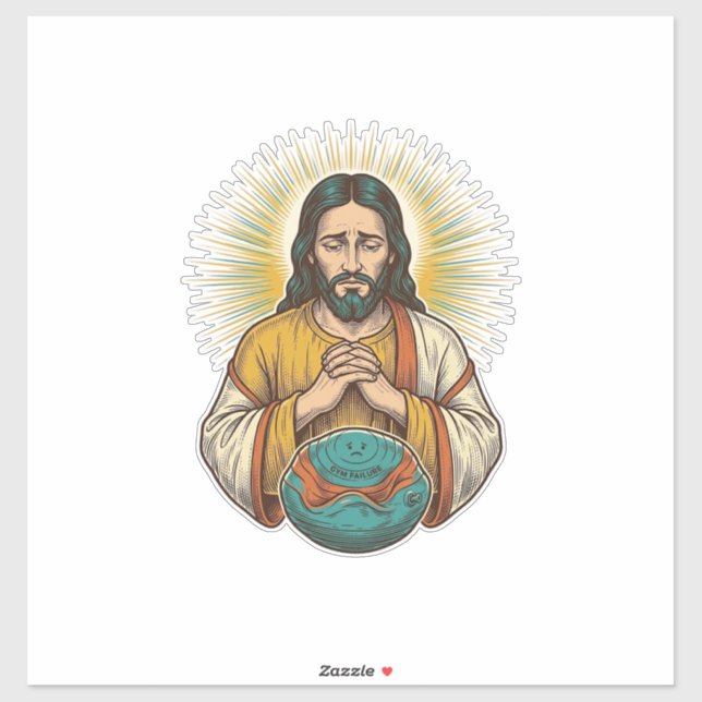 Pegatina Jesús decepcionado Bola de ejercicio desinflada Fr (Hoja)