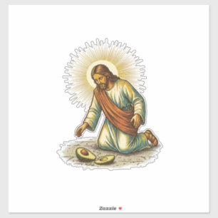 Pegatina Jesús dejó caer aguacate fresco cortado en rodajas