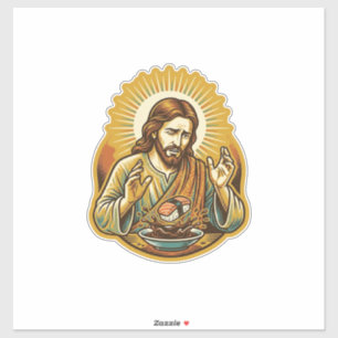 Pegatina Jesús dejó caer sushi en salsa de soja Salpicadura