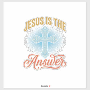 Pegatina Jesús Es la Respuesta Diseño de Cruz Cristiana Vec