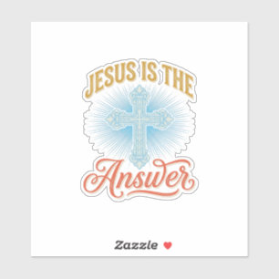 Pegatina Jesús Es la Respuesta Diseño de Cruz Cristiana Vec
