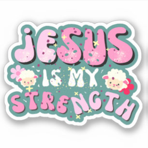 Pegatina Jesús es mi Fuerza Corderito Lindo Tipografía Cart