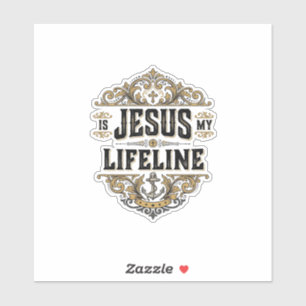 Pegatina Jesús Es Mi Línea De Vida Camiseta Cristiana Vinta