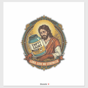 Pegatina Jesús Exhausto Tubo de Proteína Vacío Humor de Gim