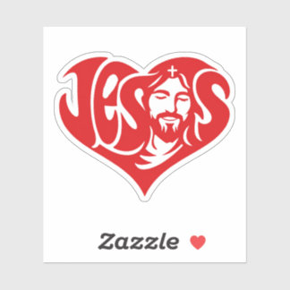 Pegatina Jesus Heart Typography