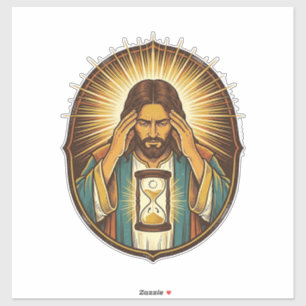 Pegatina Jesús Impaciente Cargando Reloj de Arena Internet 