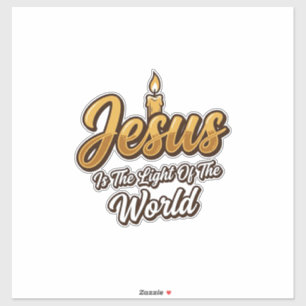 Pegatina Jesus Luz del Mundo Vela Cristiana Vector_1
