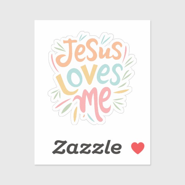Pegatina Jesús me ama - diseño vintage (Hoja)
