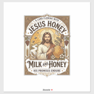 Pegatina Jesús Miel Leche Y Miel Jesús Miel Leche Miel 