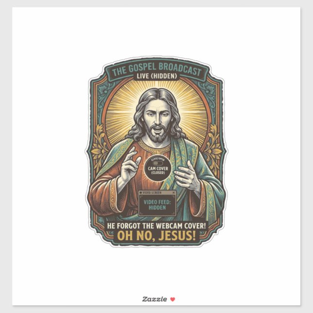 Pegatina Jesús Pantalla Negra Cubierta de Cámara Web Virtua (Hoja)