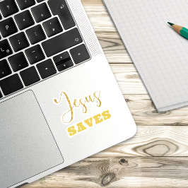 Pegatina Jesús salva al Purpurina dorado amarillo