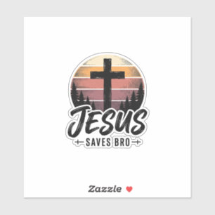 Pegatina Jesús Salva Camiseta Bros Vintage Cruz Cristiana D