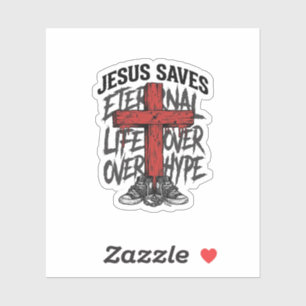 Pegatina Jesús Salva Camiseta Callejera Cristiana Cruz Vint