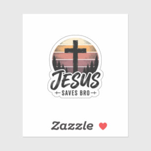 Pegatina Jesus Salva Camiseta de la Cruz Cristiana Vintage 