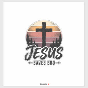 Pegatina Jesus Salva Camiseta de la Cruz Cristiana Vintage