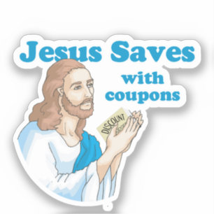 Pegatina Jesús salva con cupones