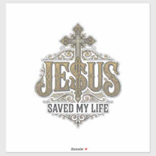 Pegatina Jesús Salvó Mi Vida Grabado Vintage Camiseta Crist