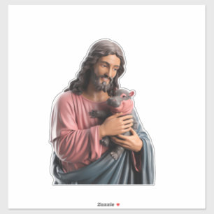 Pegatina Jesús sostiene un niño Hippo Pintando un giro jugu