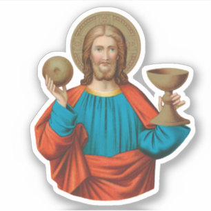 Pegatina Jesús sujetando la Eucaristía (SNV 050)