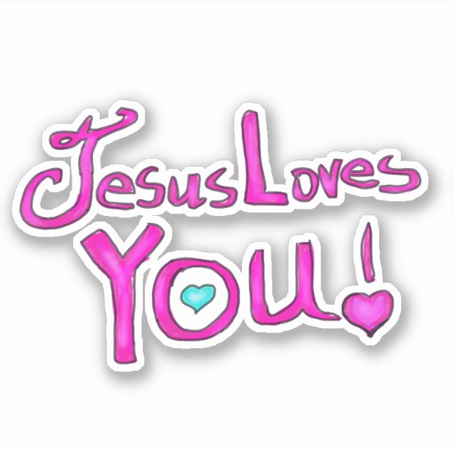 Pegatina Jesús Te Ama Rosa (Anverso)