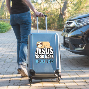 Pegatina Jesús Tomó Siestas, Perezoso Divertido