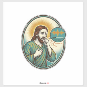 Pegatina Jesús Tosiendo Mensaje de Audio de Nota de Voz Med