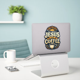 Pegatina Jesús y Café Fe Cristiana Amante del Café 