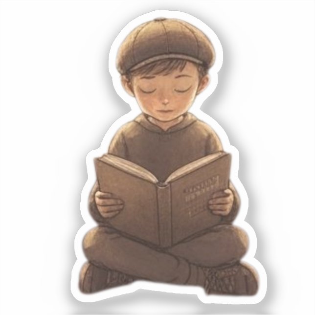 Pegatina Jewish Boy Reading Book – Cute & Meaningful Design (Anverso)