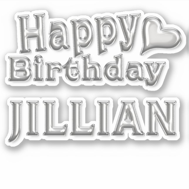 Pegatina Jillian Happy Birthday silver Aufkleber Sticker (Anverso)