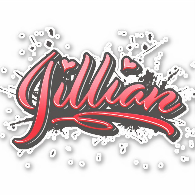 Pegatina Jillian red Heart Graffiti Aufkleber Sticker (Anverso)
