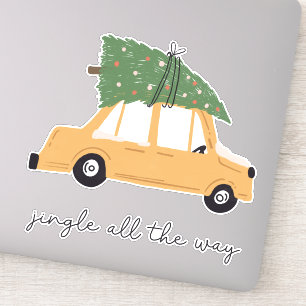 Pegatina Jingle All Way Car and Christmas Tree Holiday