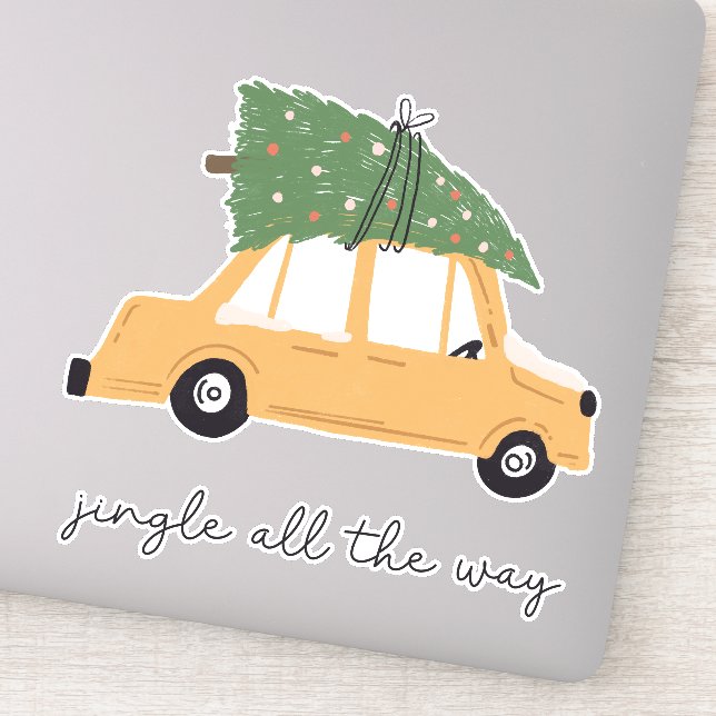 Pegatina Jingle All Way Car and Christmas Tree Holiday (Detalle)