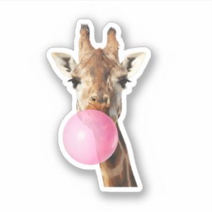 Pegatina Jirafa Chicle Rosa Divertida Amante de Animales Li