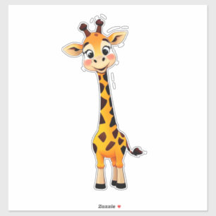 Pegatina Jirafa de dibujos animados linda