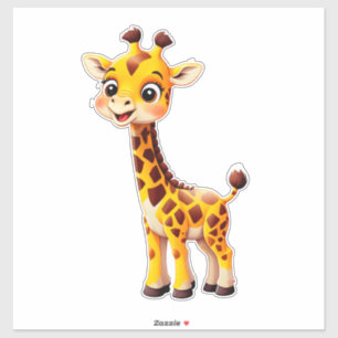 Pegatina Jirafa de dibujos animados linda