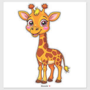 Pegatina Jirafa de dibujos animados linda de pie alegrement