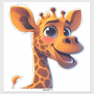 Pegatina Jirafa de dibujos animados linda parada alegrement