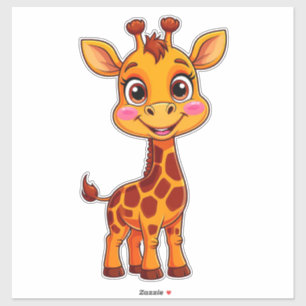Pegatina Jirafa de dibujos animados linda parada alegrement