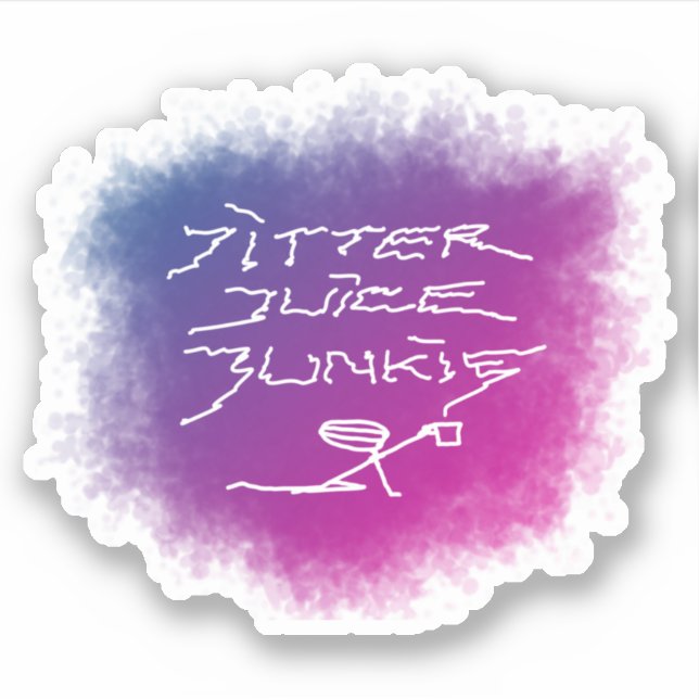 Pegatina Jitter Juice Junkie - arte café transparente. (Anverso)